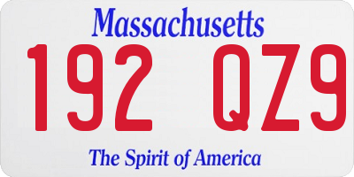 MA license plate 192QZ9
