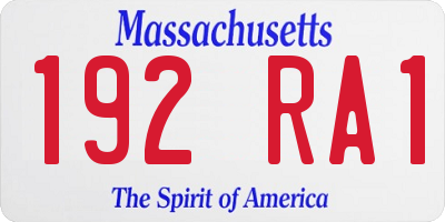 MA license plate 192RA1
