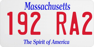MA license plate 192RA2