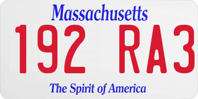 MA license plate 192RA3