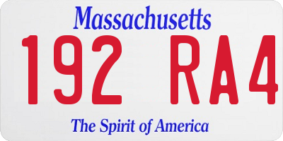 MA license plate 192RA4