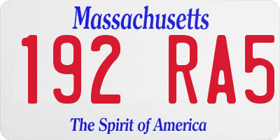 MA license plate 192RA5