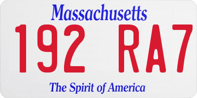 MA license plate 192RA7