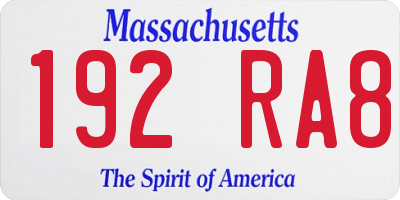 MA license plate 192RA8