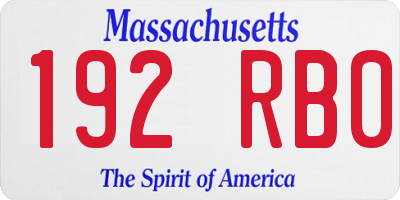 MA license plate 192RB0