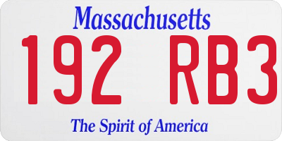 MA license plate 192RB3