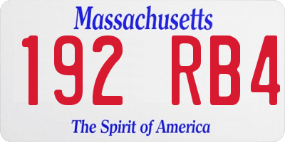 MA license plate 192RB4