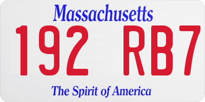 MA license plate 192RB7