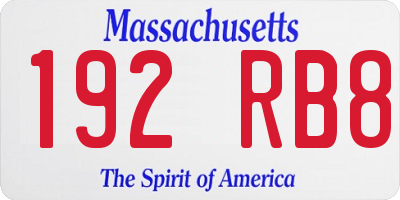 MA license plate 192RB8