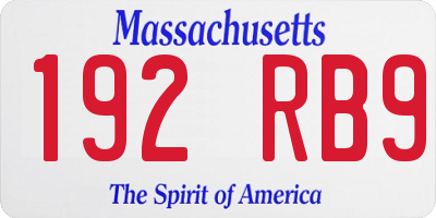 MA license plate 192RB9