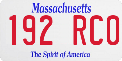 MA license plate 192RC0
