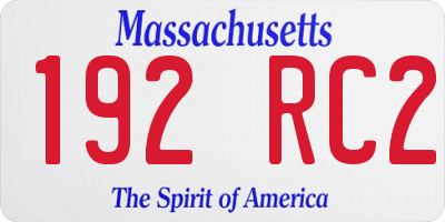 MA license plate 192RC2