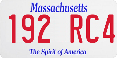 MA license plate 192RC4