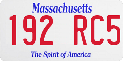 MA license plate 192RC5