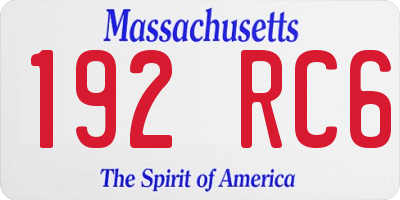 MA license plate 192RC6