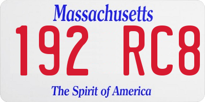 MA license plate 192RC8