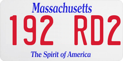 MA license plate 192RD2