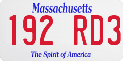 MA license plate 192RD3