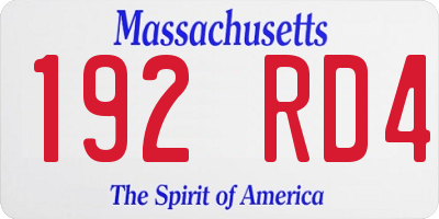 MA license plate 192RD4