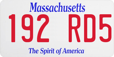 MA license plate 192RD5