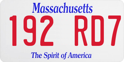 MA license plate 192RD7