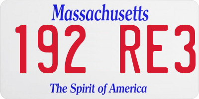 MA license plate 192RE3