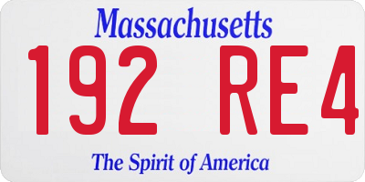 MA license plate 192RE4