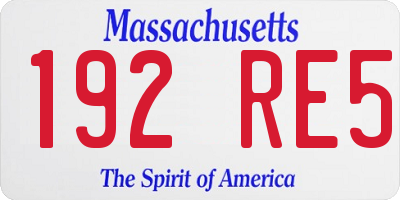 MA license plate 192RE5