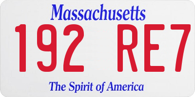 MA license plate 192RE7
