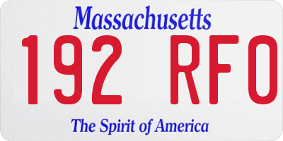 MA license plate 192RF0