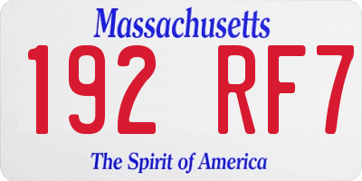 MA license plate 192RF7