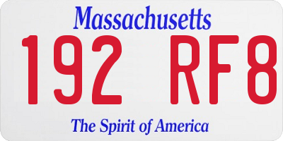 MA license plate 192RF8
