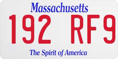 MA license plate 192RF9