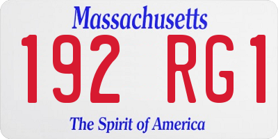 MA license plate 192RG1