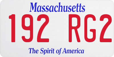 MA license plate 192RG2