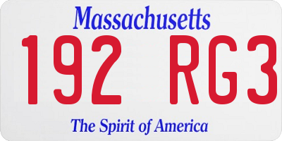 MA license plate 192RG3