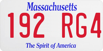 MA license plate 192RG4