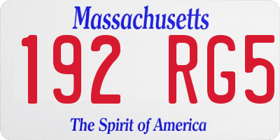 MA license plate 192RG5