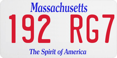 MA license plate 192RG7