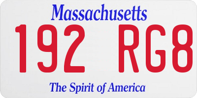 MA license plate 192RG8