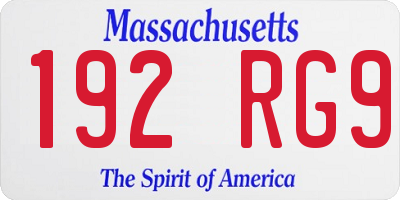 MA license plate 192RG9
