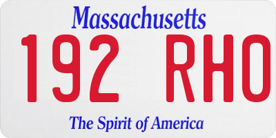 MA license plate 192RH0