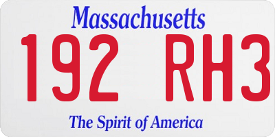 MA license plate 192RH3