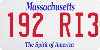 MA license plate 192RI3
