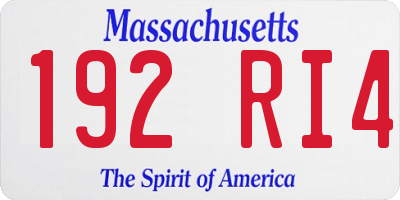 MA license plate 192RI4