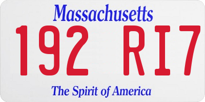 MA license plate 192RI7