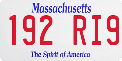 MA license plate 192RI9