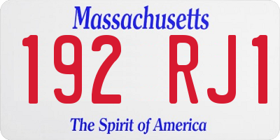 MA license plate 192RJ1