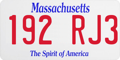MA license plate 192RJ3