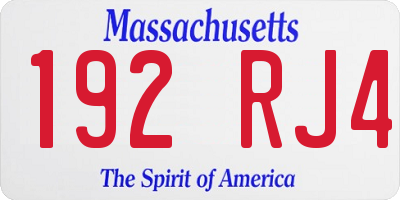 MA license plate 192RJ4